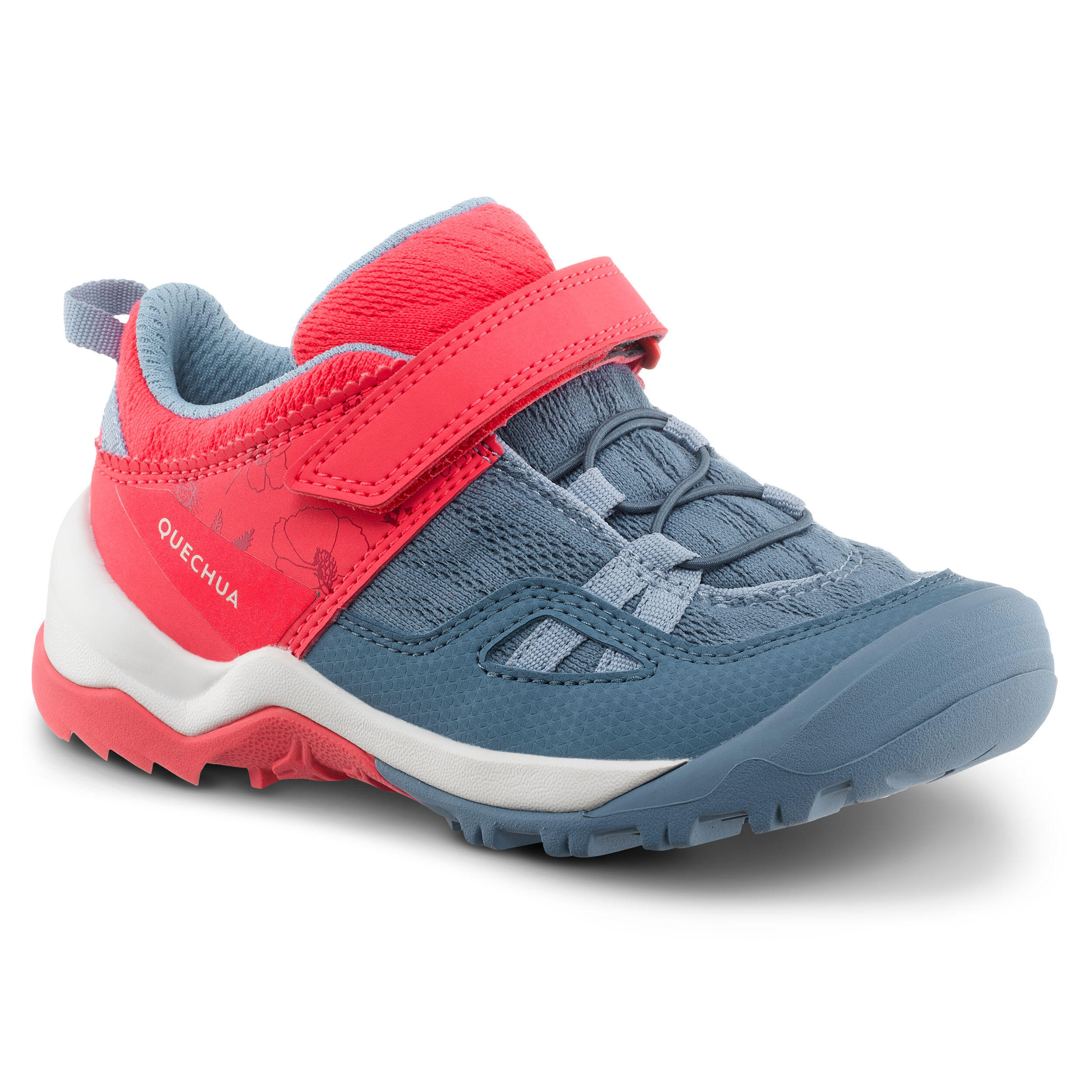 Children's hiking sneakers Quechua CrossRock with Velcro, size 24-34, pink/blue