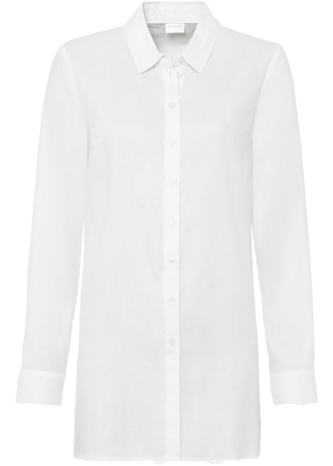 Long blouse made of organic viscose Bodyflirt, white