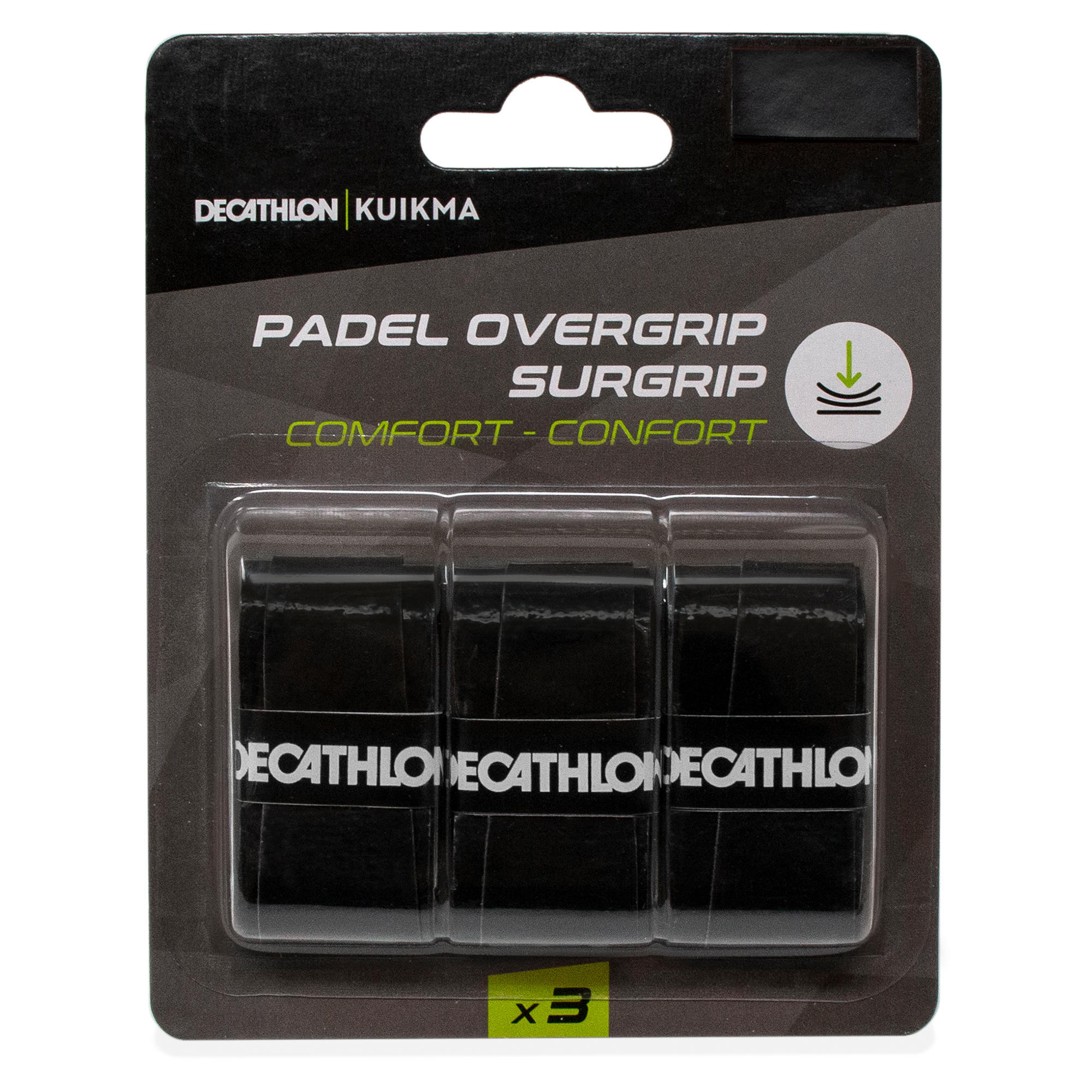 مقبض Padel Grip Comfort X3 باللون الأسود من KUIKMA، باللون الأسود