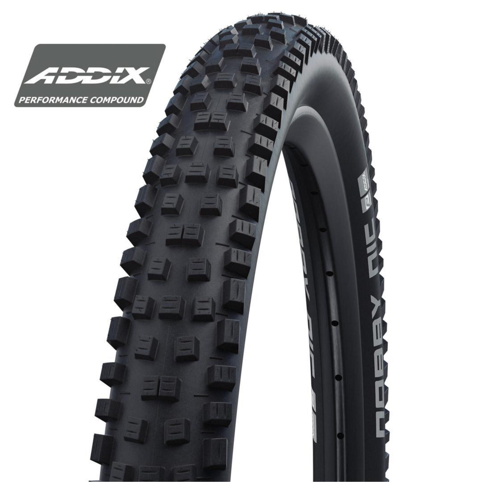 إطار قابل للطي Nobby Nic - مقاس 27.5x2.25 بوصة - Addix Performance SCHWALBE، أسود/أسود/أسود