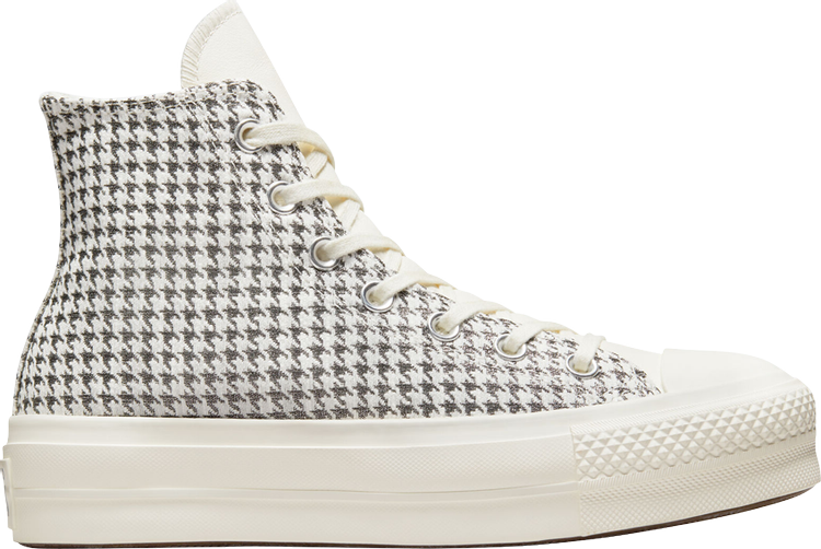 Converse Wmns Chuck Taylor All Star Lift Platform High Houndstooth Shine Sneakers - Egret Pure Silver, Cream