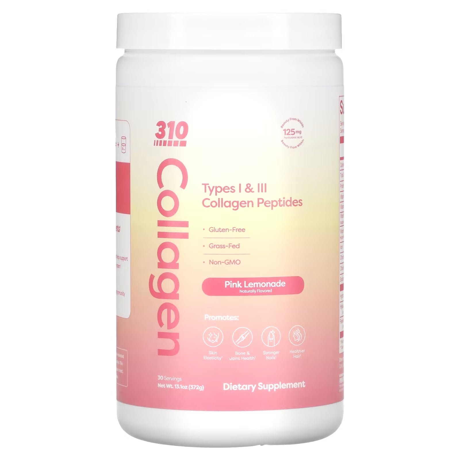 310 Nutrition Collagen Collagen Peptides Types I and III Pink Lemonade, 372 g