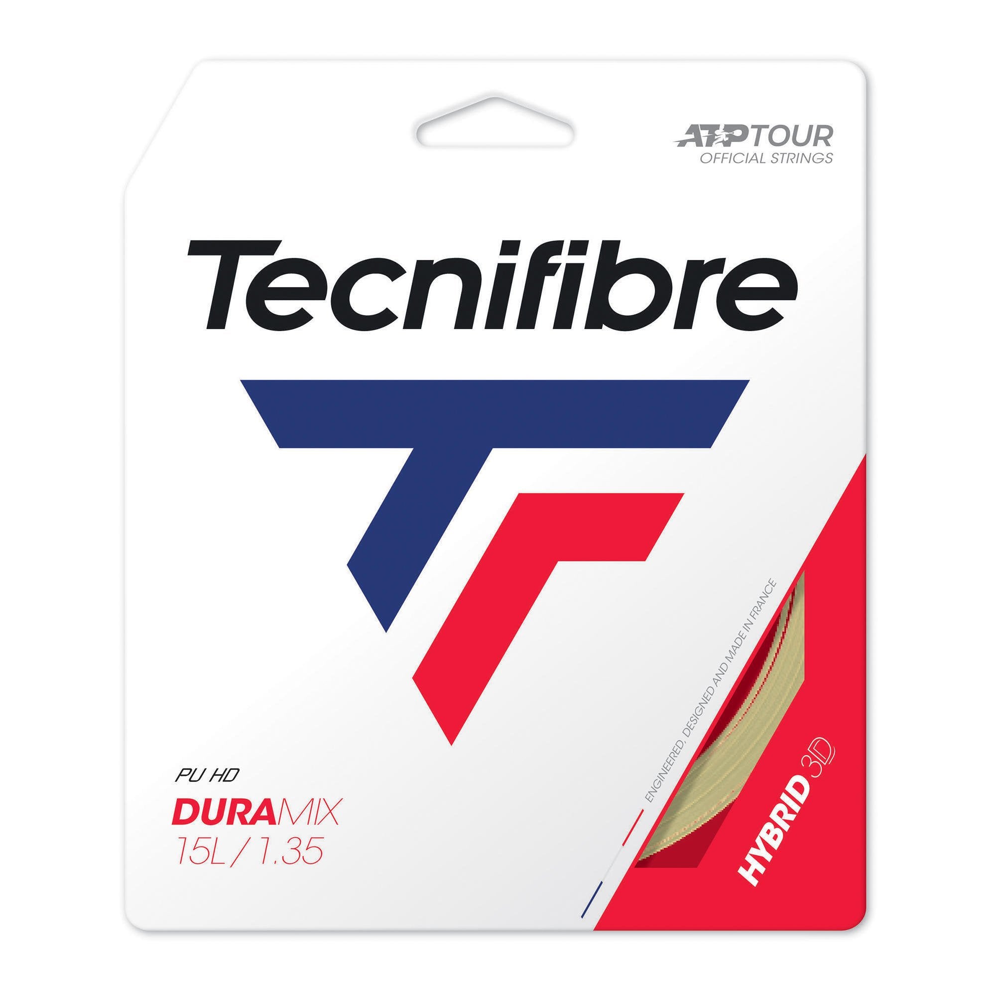 خيط تنس Duramix متعدد الألياف من البوليستر TECNIFIBRE مقاس 1.35 مم، أصفر فاتح