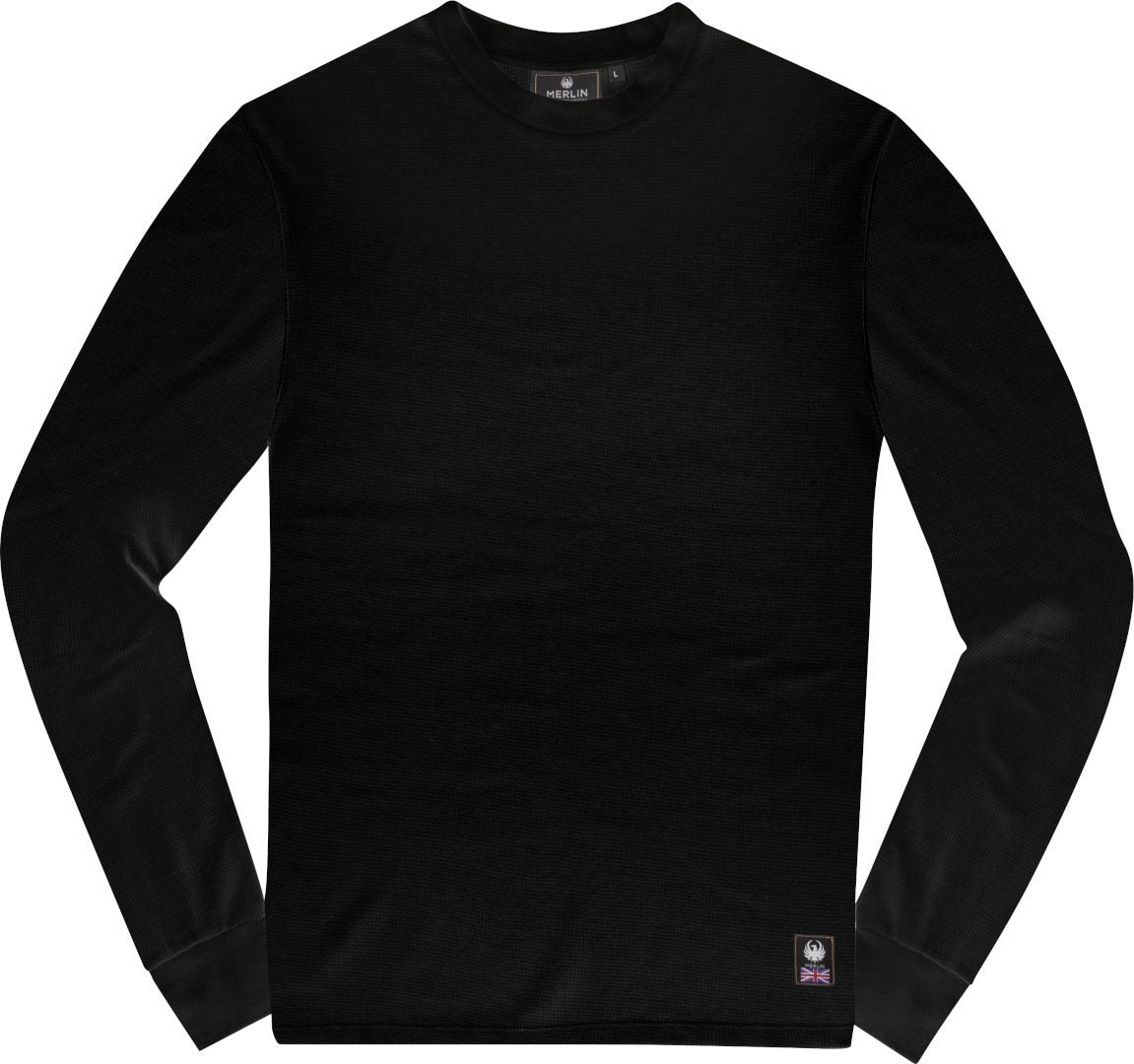 Merlin Kingsley Waffle Knit Long Sleeve Shirt, Black