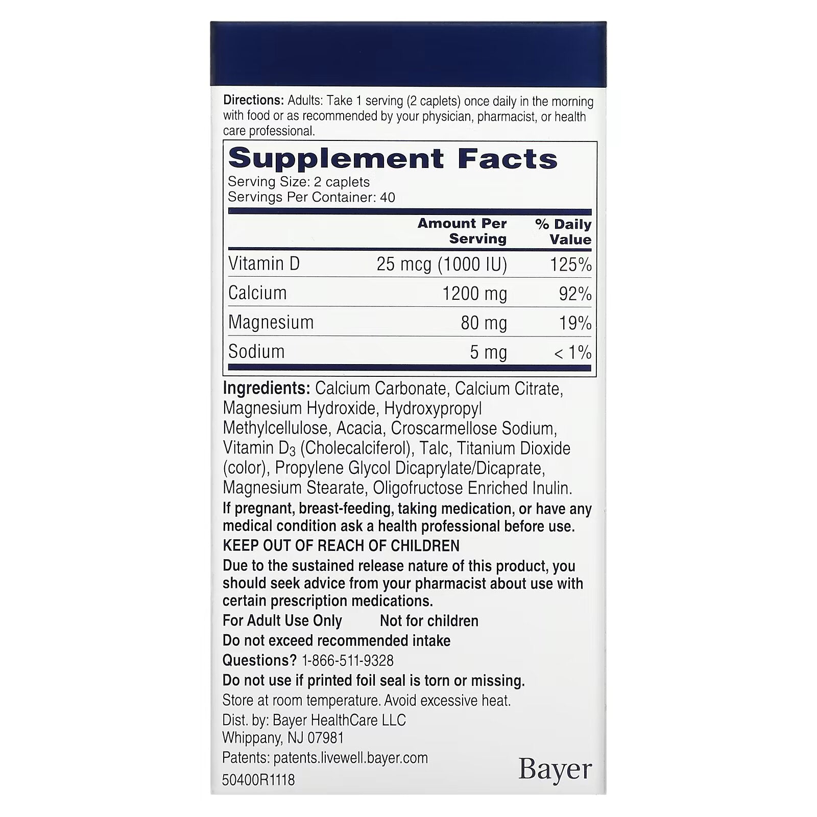 Citracal, Calcium Supplement, Slow Release 1200+D3, 80 Film-Coated Tablets