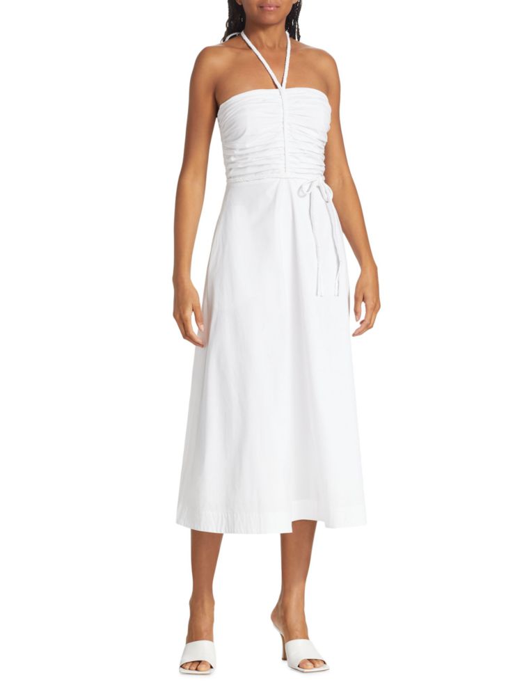 Veronica Beard Tucker Gathered Cami Midi Dress, White