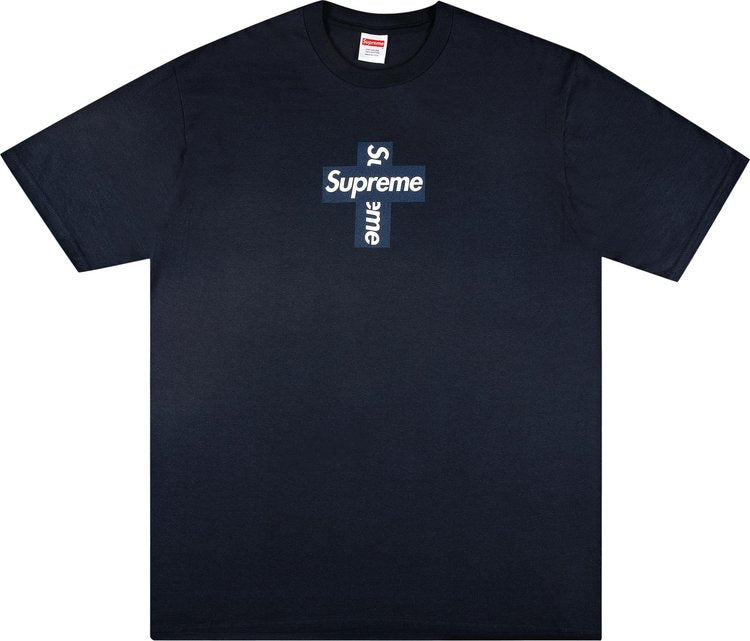 تي شيرت Supreme Cross Box Logo 'Navy' باللون الأزرق