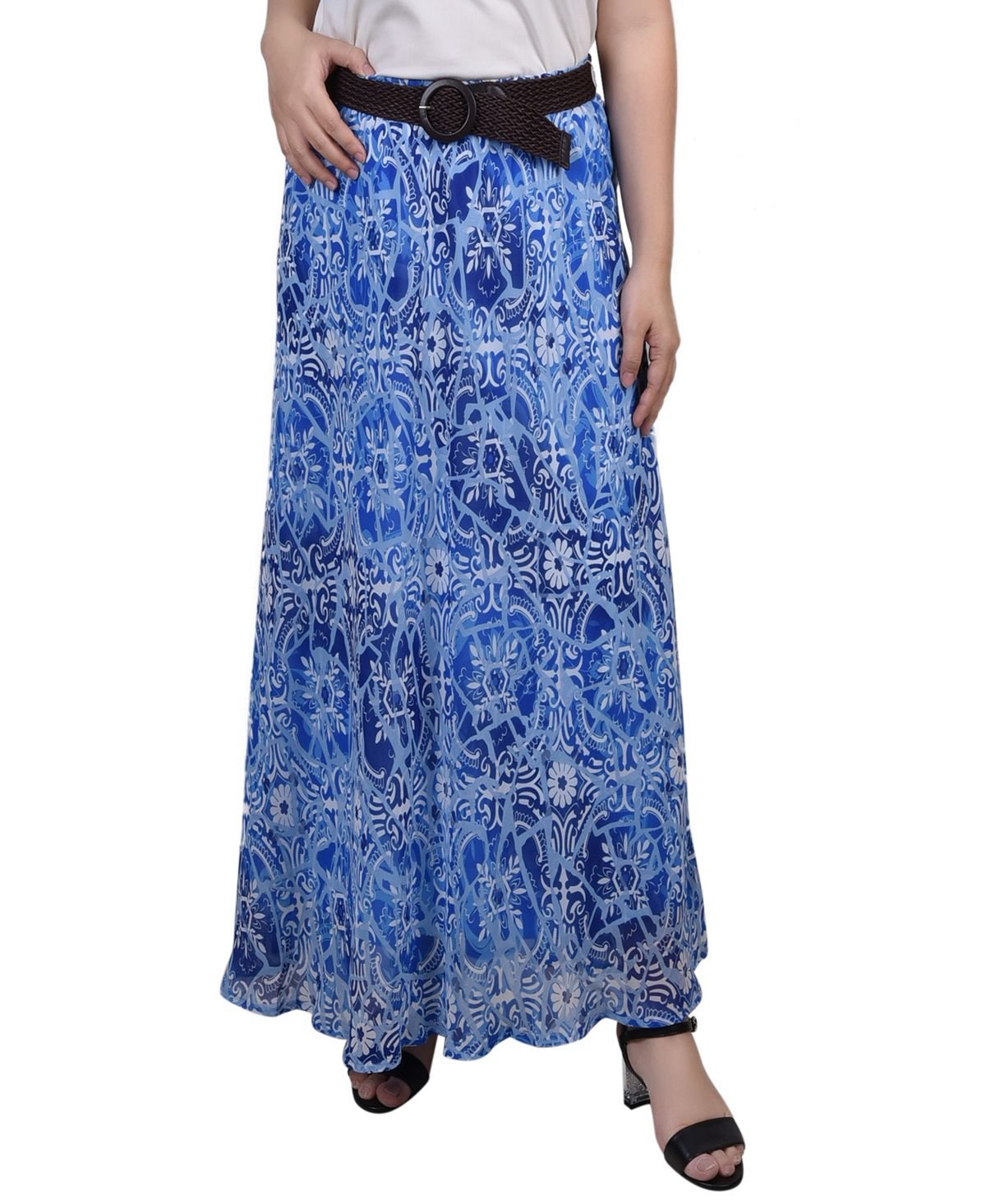 NY Collection Plus Size Chiffon Maxi Skirt, Multi