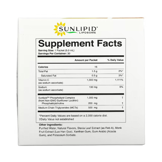 SunLipid Liposomal Vitamin C, 30 sachets