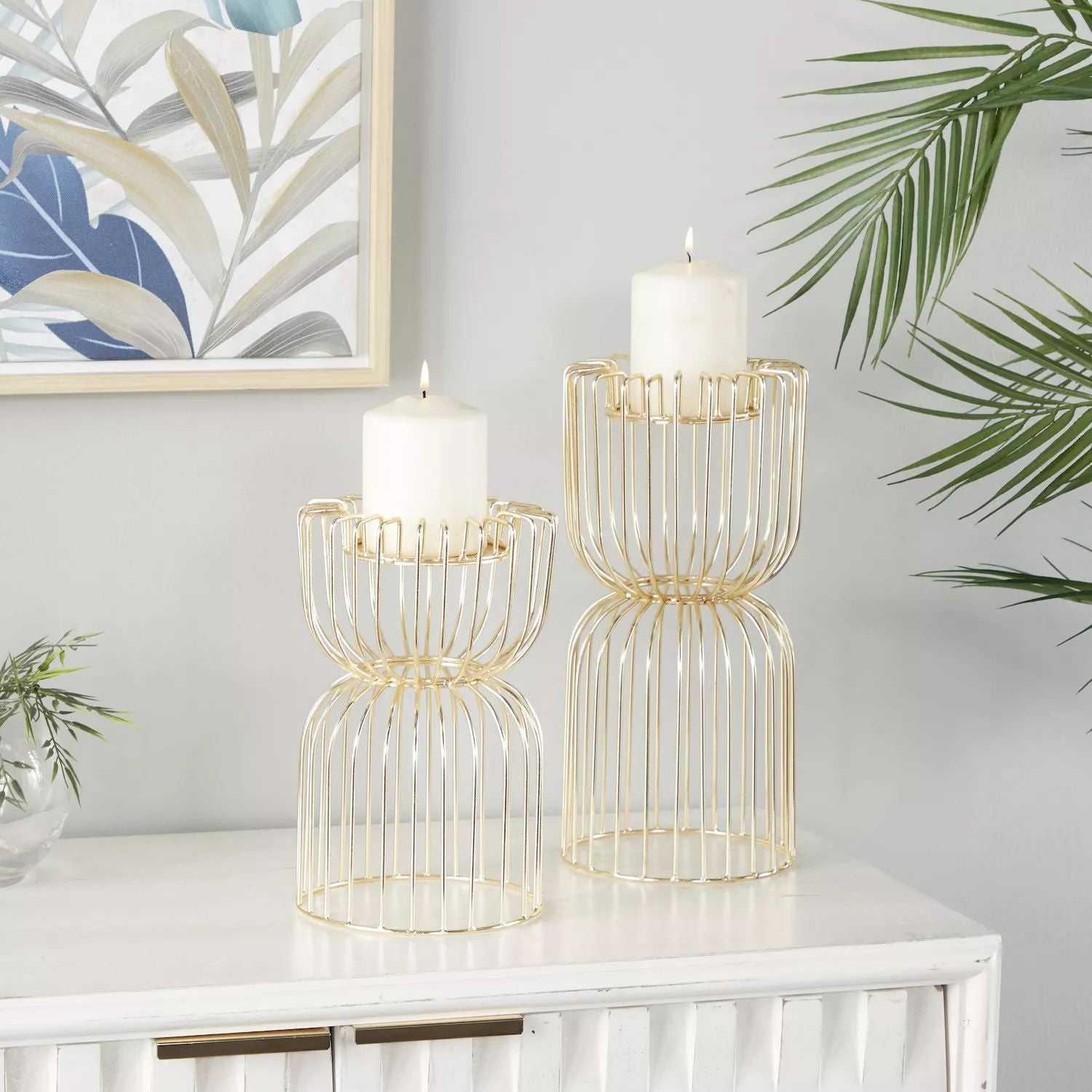 CosmoLiving by Cosmopolitan Wire candle holder, table decor, set of 2 pieces