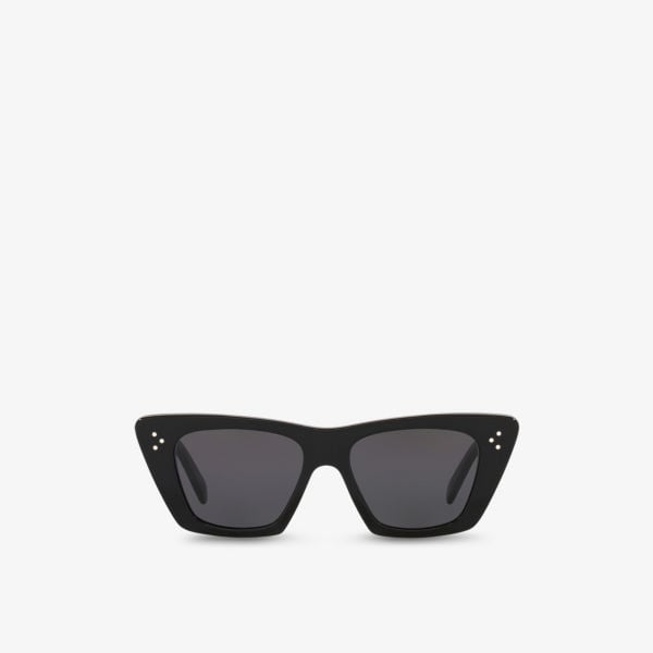 CL40187I Celine Acetate Cat Eye Sunglasses, Black