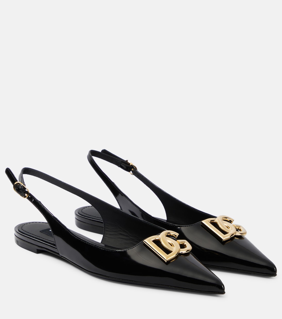 Dg patent leather slingback ballet flats Dolce&Gabbana black