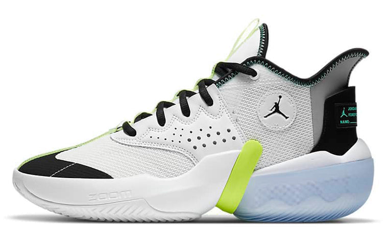 Jordan React Elevation Basketball Shoes, White/Black/Light Green