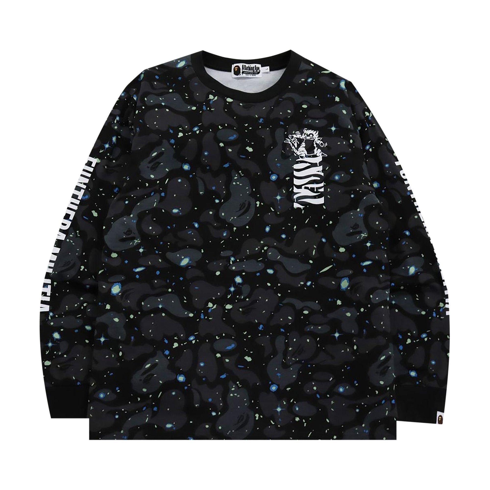 تي شيرت BAPE Space Camo Tiger بأكمام طويلة، أسود