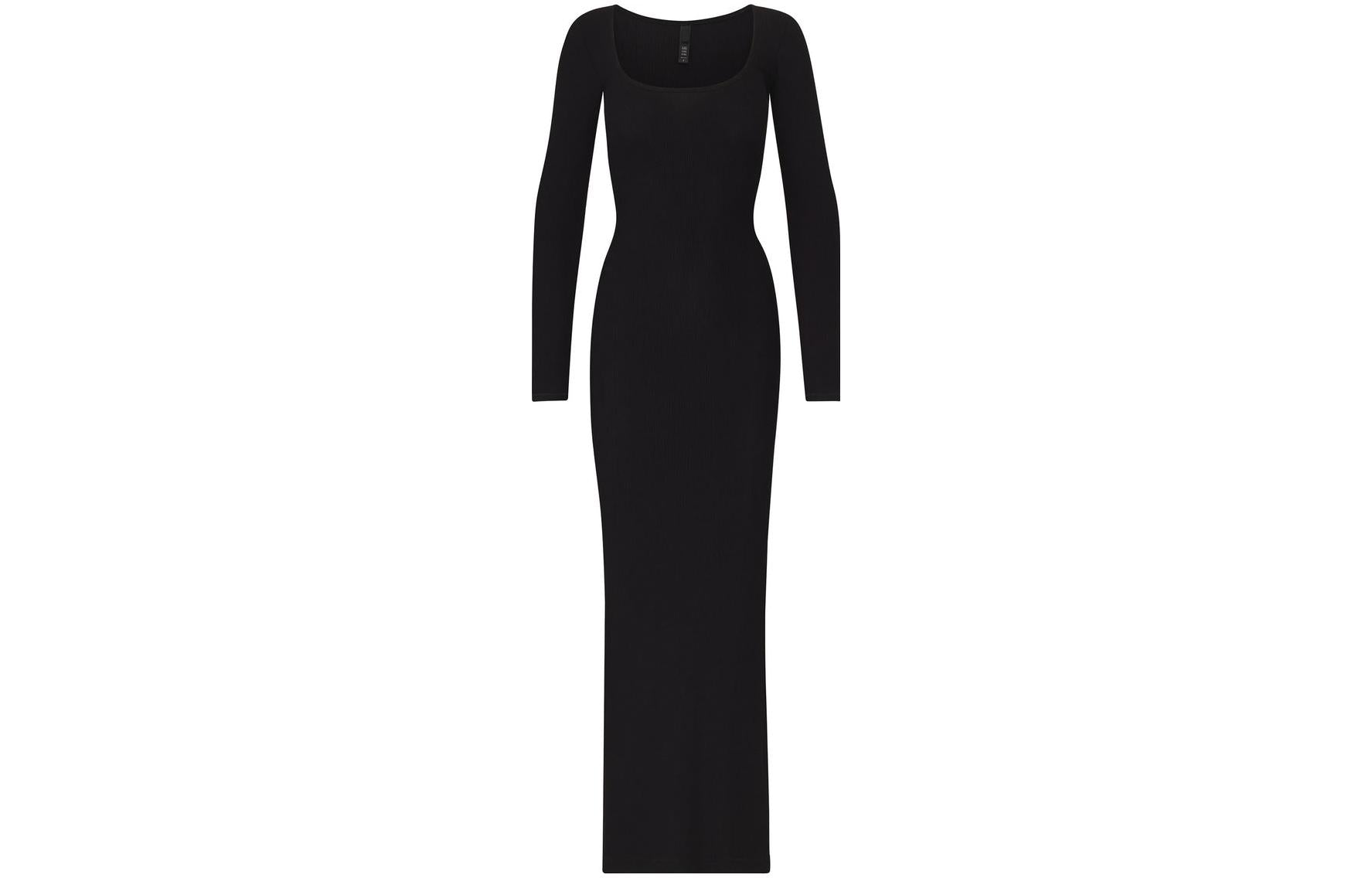 women's dress with long sleeves, color onyx black/onyx