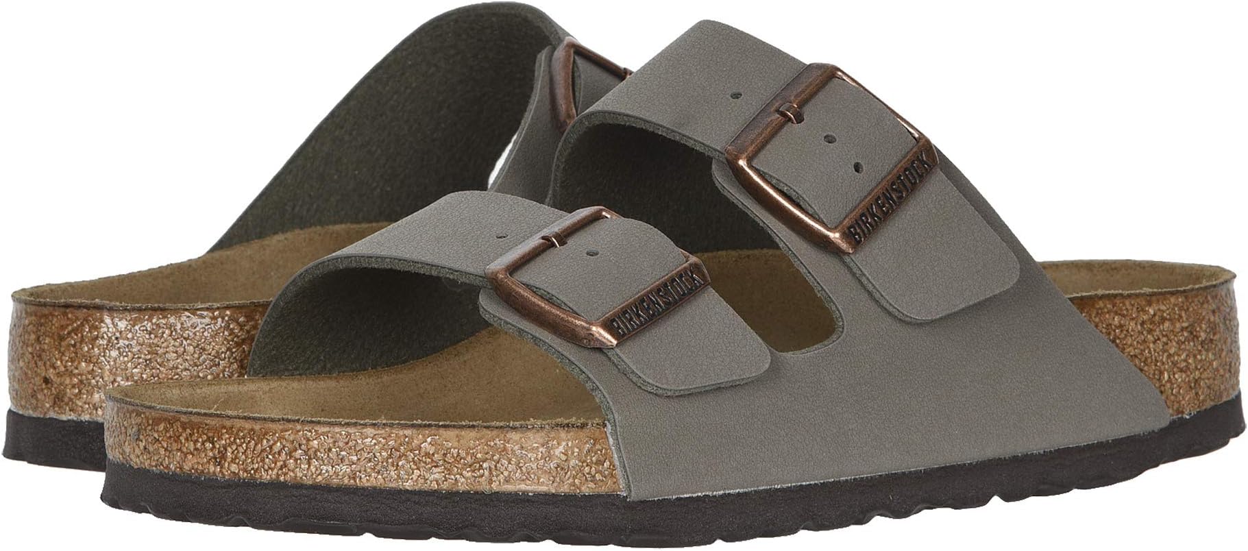 Arizona Flat Sandals - Birkibuc (Unisex) Birkenstock, Stone Birkibuc