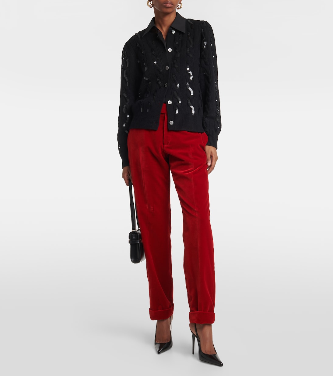 Wool and cashmere cardigan with sequins Polo Ralph Lauren, black