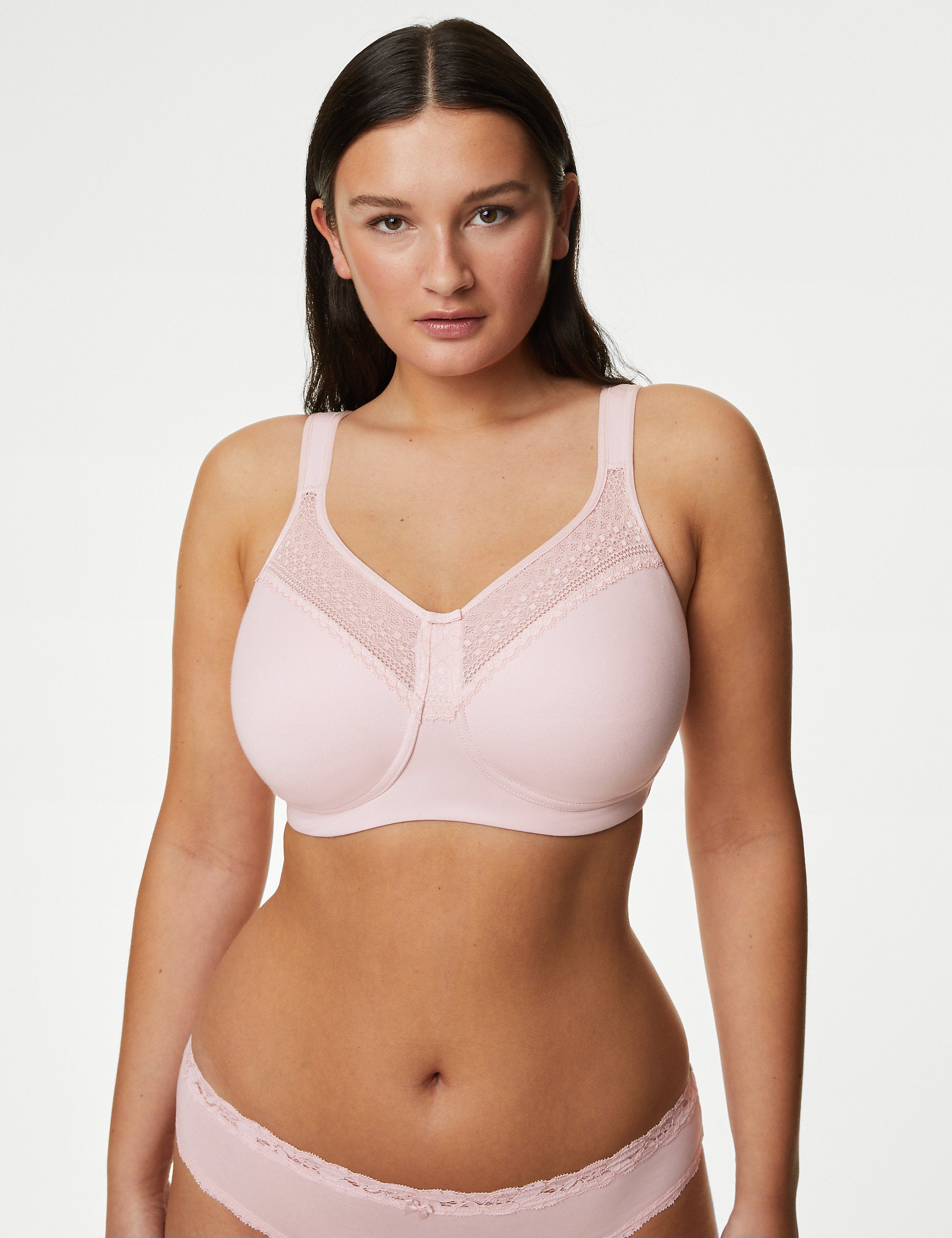 B-H Marks & Spencer Cotton Lace Blend Full Support Wire Free Bra