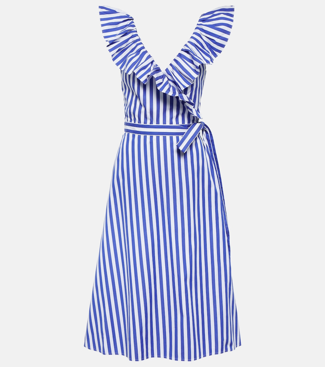 Striped cotton midi dress POLO RALPH LAUREN, blue