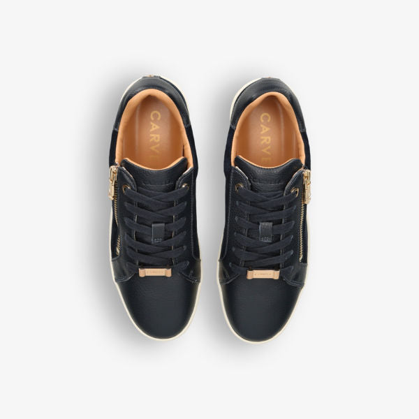 Connected Zip Carvela Leather Low Top Sneakers, Navy