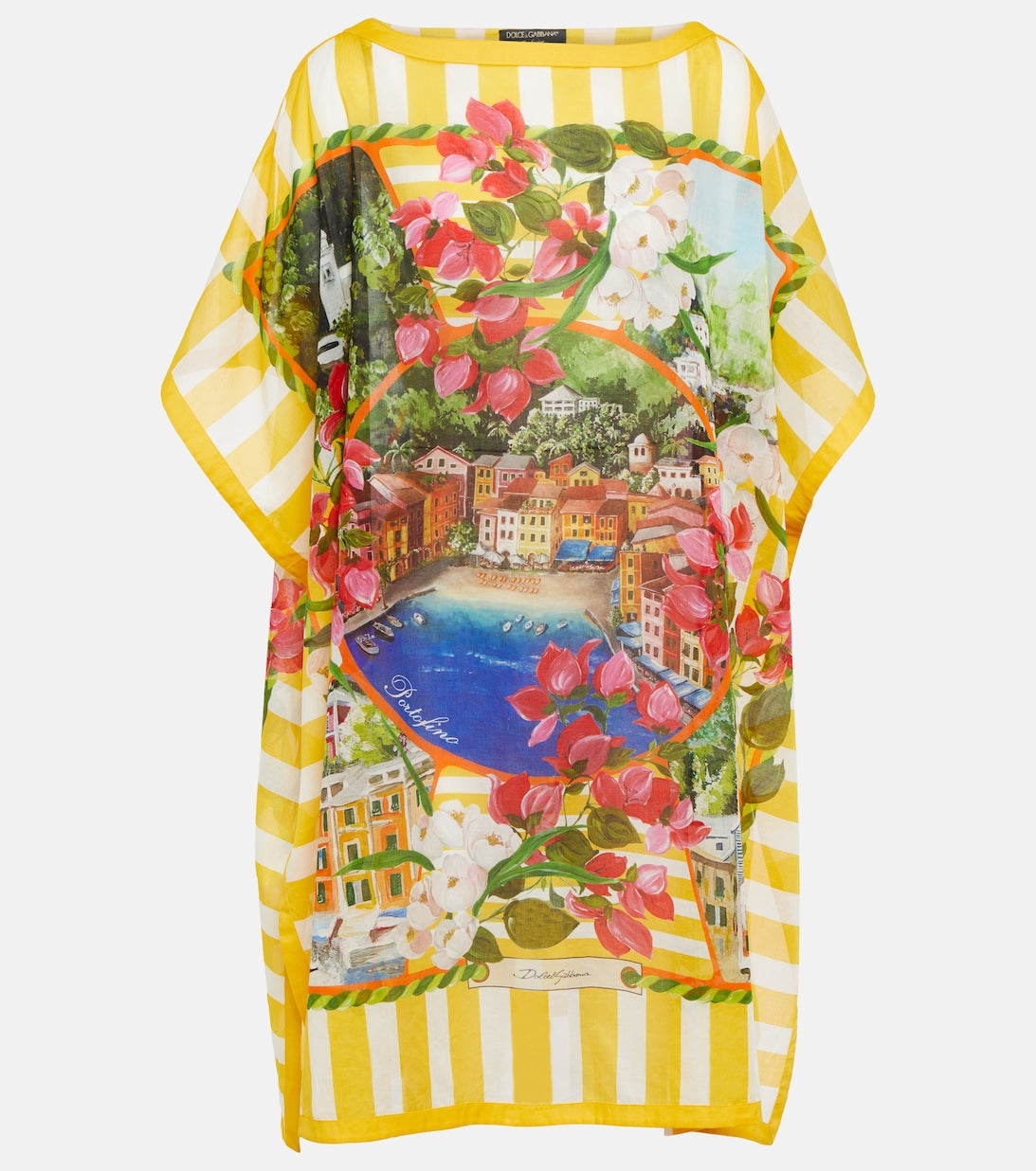 Portofino cotton mini dress with DOLCE&GABBANA print, multicolor