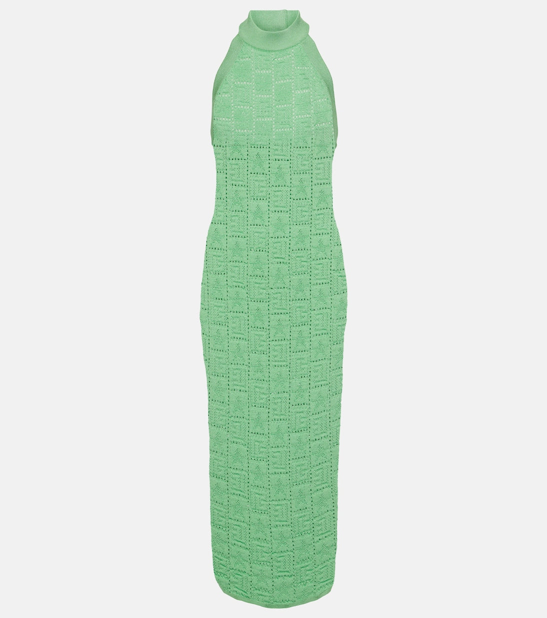 Balmain monogram openwork midi dress, green