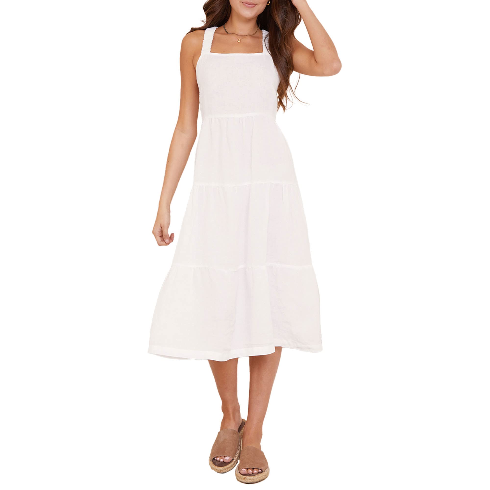 bella dahl dress, Scrunch Strap Tiered Midi Dress