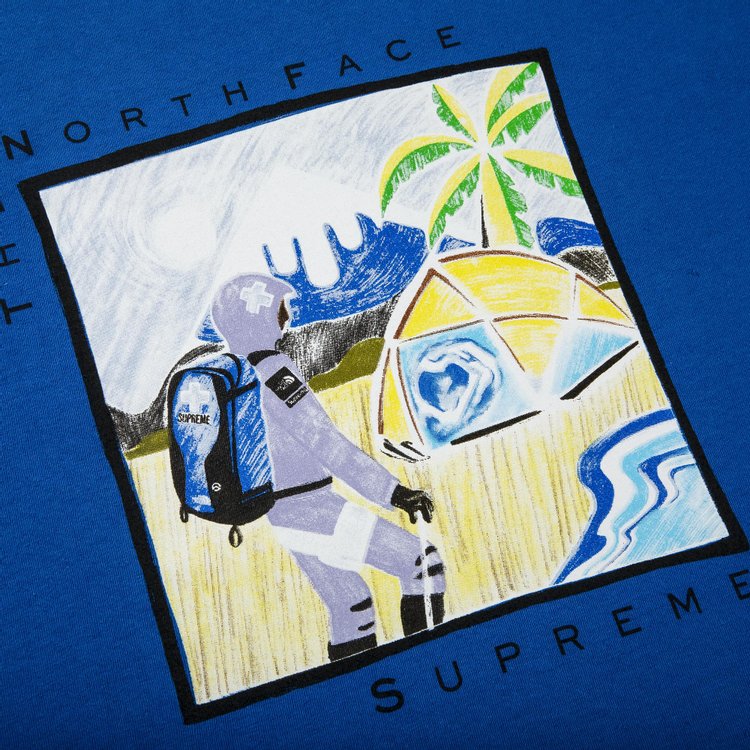 بلوزة Supreme x The North Face Sketch بأكمام قصيرة باللون الأزرق