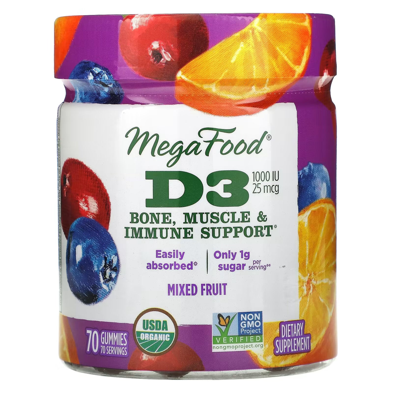 MegaFood, Vitamin D3 Fruit Blend, 1,000 IU (25 mcg), 70 Gummies