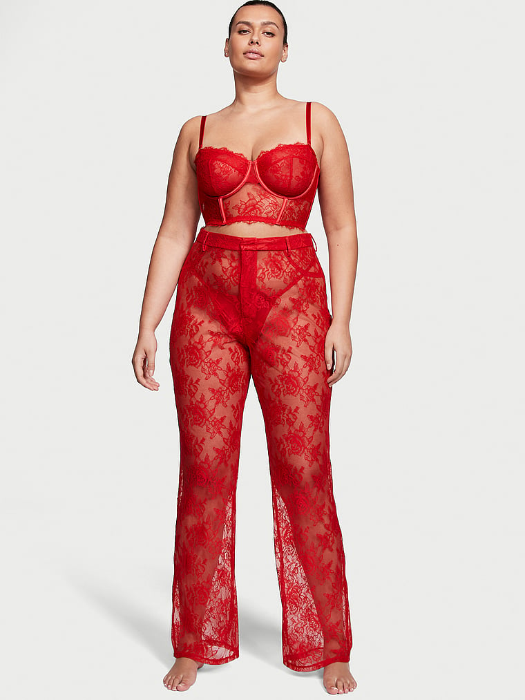 Victoria's Secret VS Archives Rose Lace Pants, Red