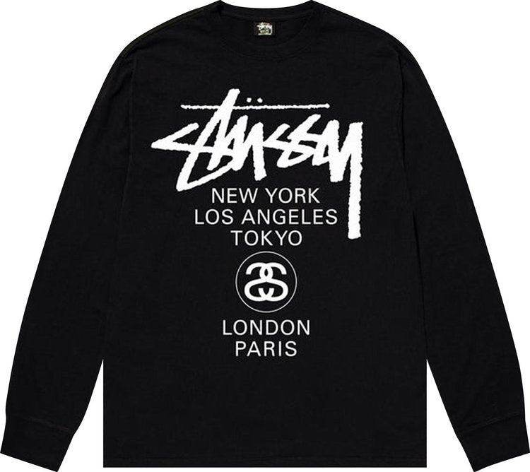 Stussy World Tour Long-Sleeve Tee 'Black', black