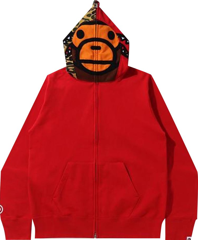 BAPE Milo Shark Full Zip Hoodie 'Red', red