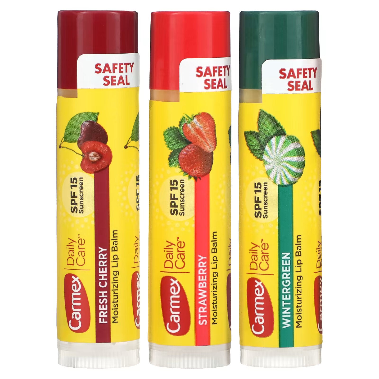 Carmex, Daily Lip Balm, SPF 15, Assorted, 3 Packs, 4.25 g Each