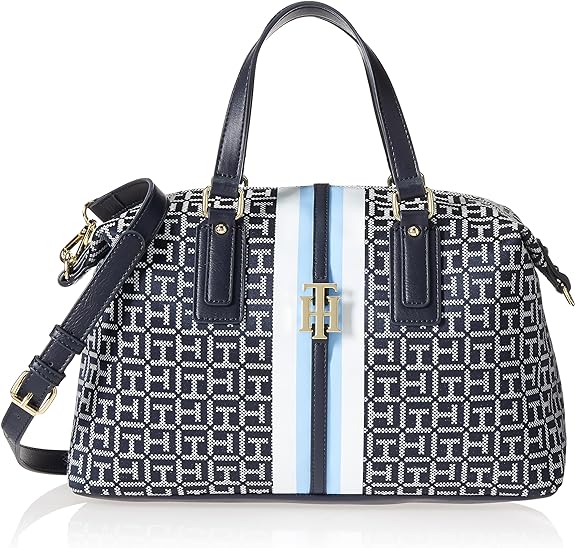 Women's Tommy Hilfiger Jaden Satchel Crossbody Bag, White/Navy