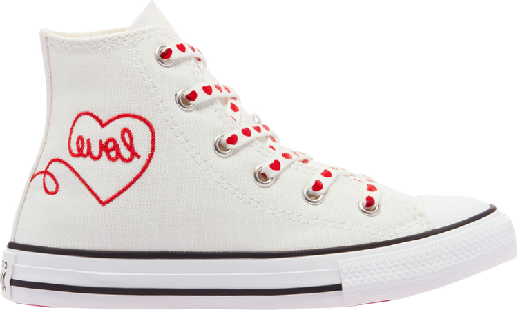 Converse Chuck Taylor All Star High GS Valentines Day Sneakers - White