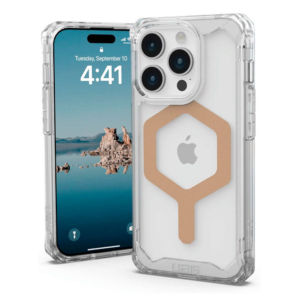 Case UAG Plyo for iPhone 15 Pro, MagSafe Charging, Ice/Gold