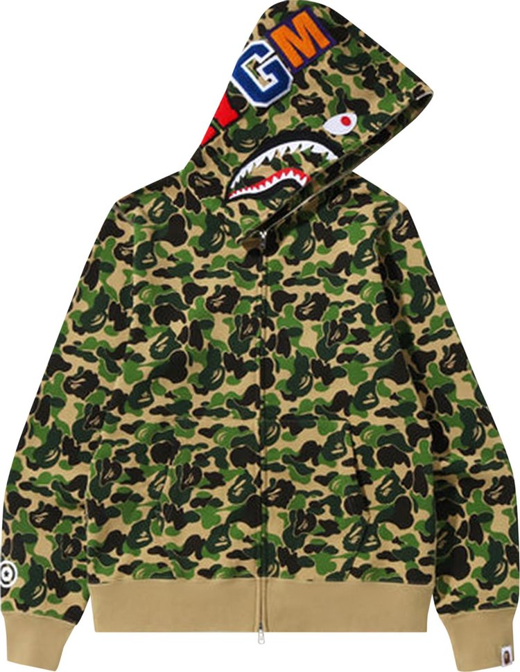 BAPE ABC Camo Shark Full Zip Hoodie 'Green', Green