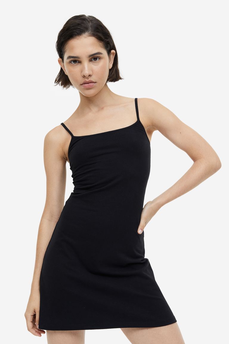 Jersey flared dress H&M, black