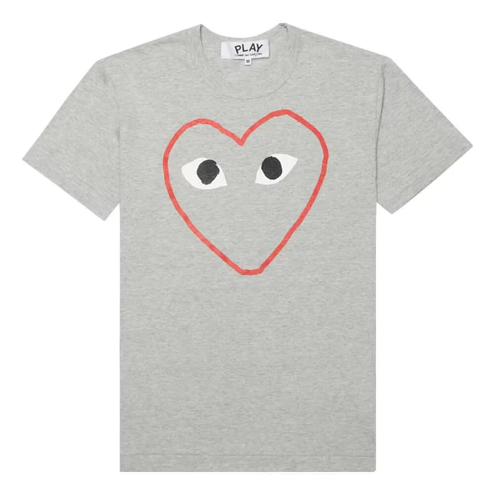 تي شيرت Comme Des Garçons Play Heart Outline، رمادي