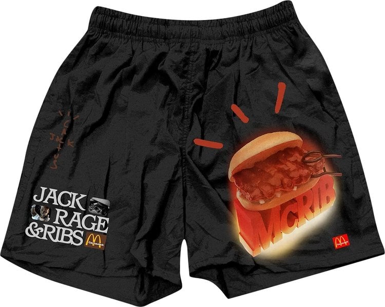 شورت McRib من Cactus Jack من Travis Scott x McDonald's باللون الأسود، باللون الأسود