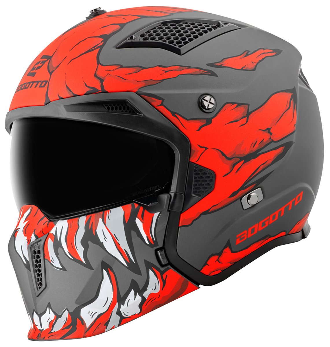 Bogotto Radic Skulash Helmet with Sun Visor, Red/Black