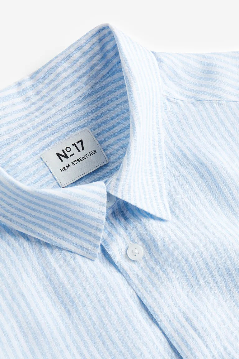 Essentials No 17: H&M Linen Shirt, Light Blue/White Striped