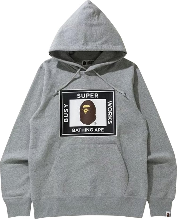 بلوزة بغطاء رأس من BAPE Super Busy Works باللون الرمادي