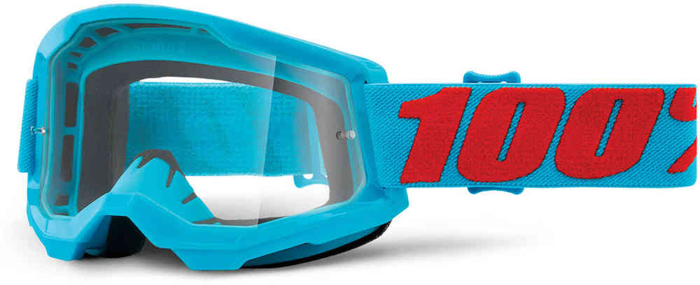 100% Strata 2 Clear Motocross Goggles, Blue/Red