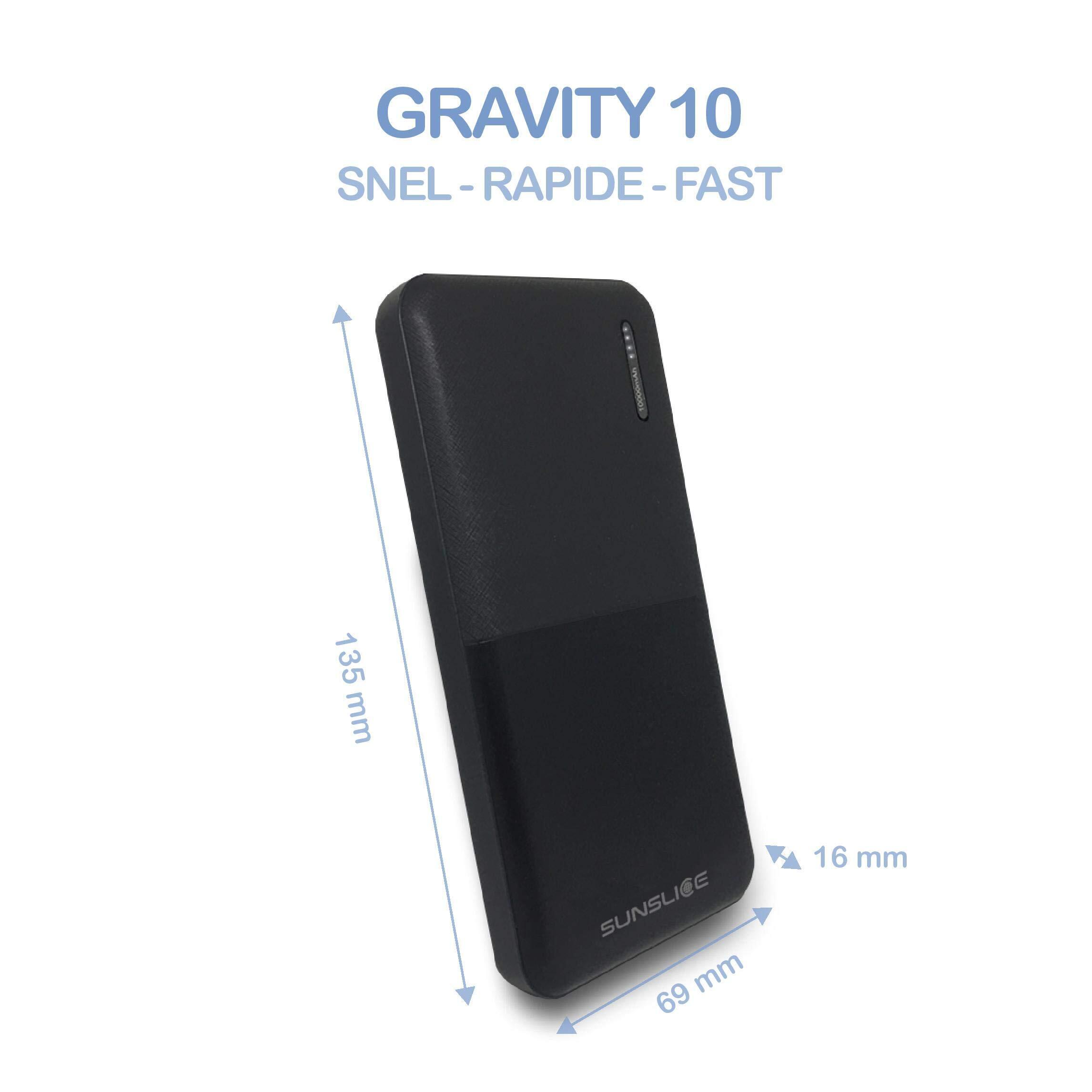 Sunslice Gravity power bank 10000 mAh, black