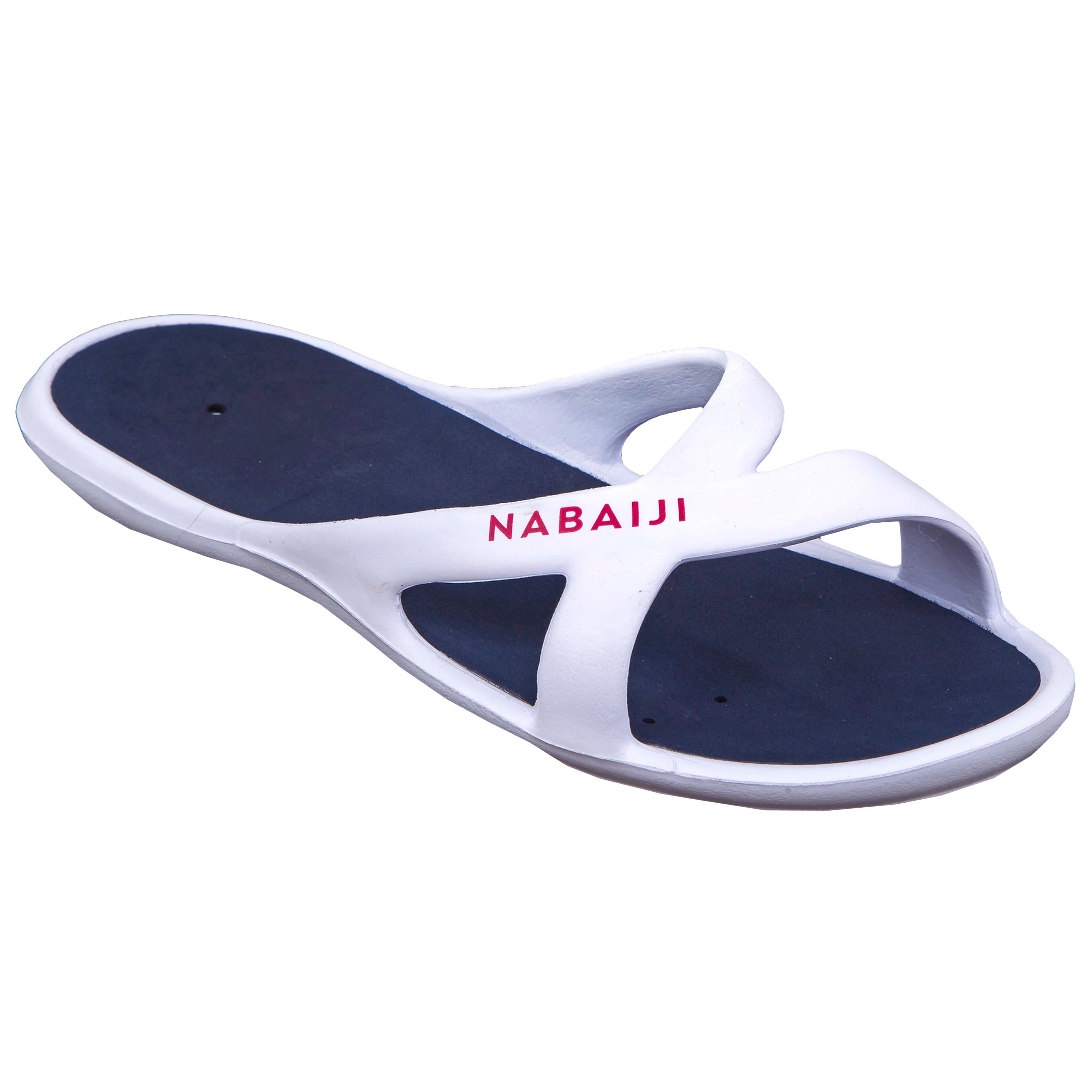 Women's pool slippers white and blue SLAP 500 Nabaiji