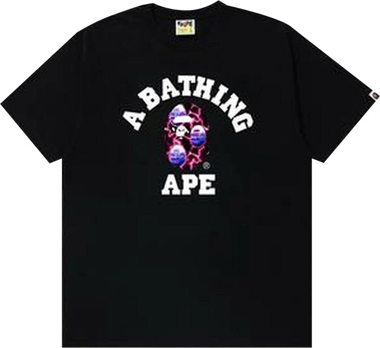 تي شيرت BAPE Lightning College Tee "أسود/أسود"، أسود