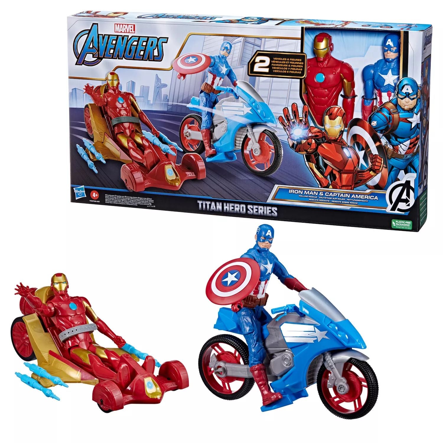 Hasbro Marvel Avengers Titan Hero Series Figures and Vehicles Set Iron Man and Captain America Hasbro