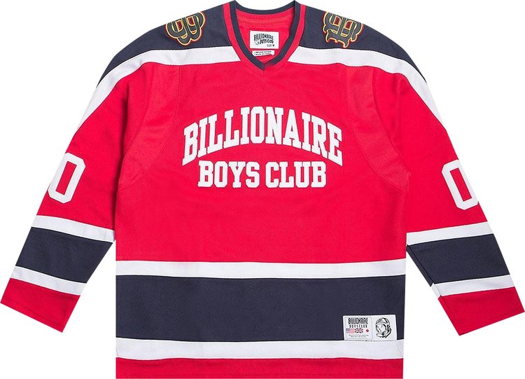 قميص محبوك بأكمام طويلة من مجموعة Don't Give A Puck من Billionaire Boys Club باللون الأحمر