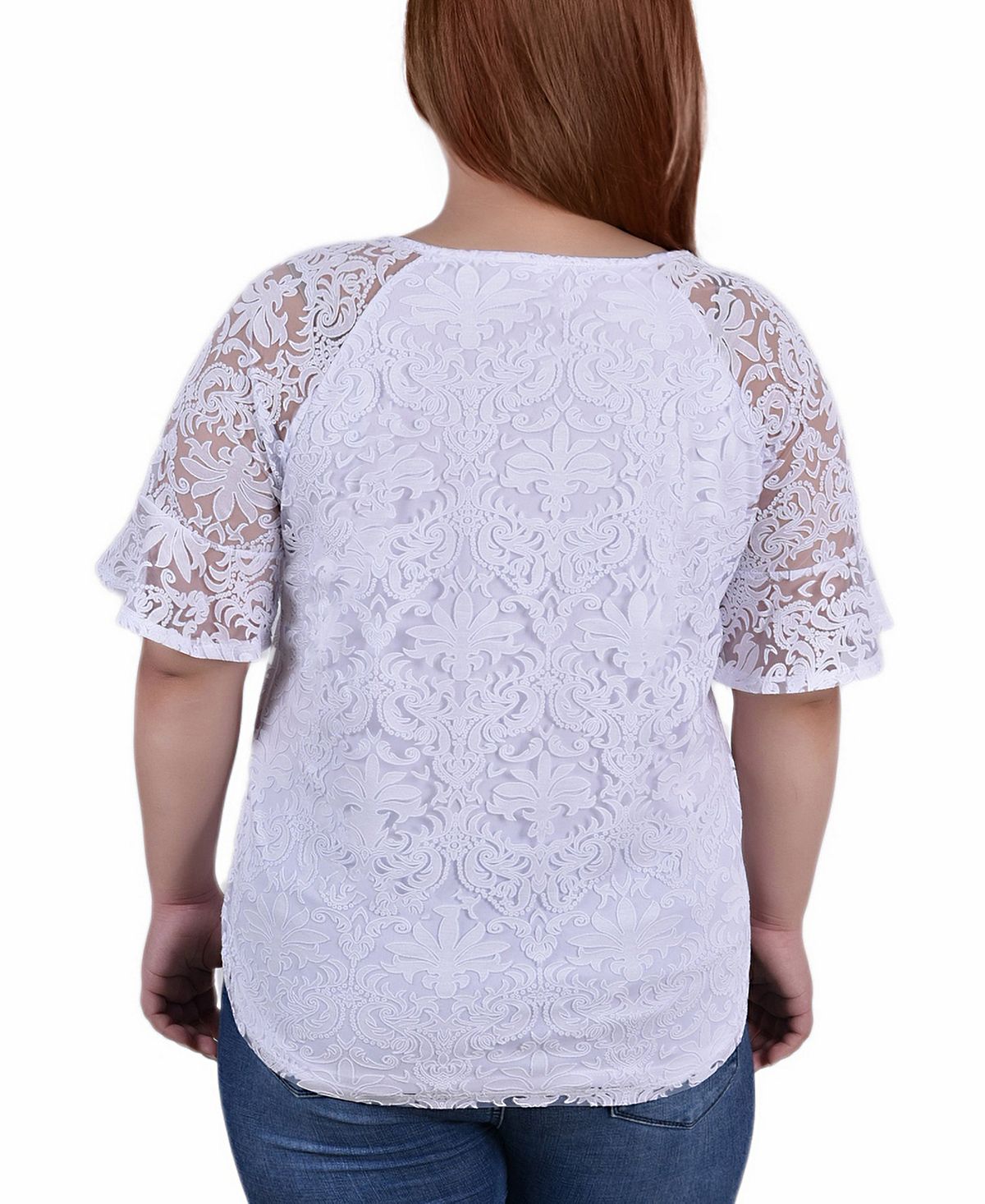 Plus Size Short Sleeve Lace Blouse NY Collection, Multi